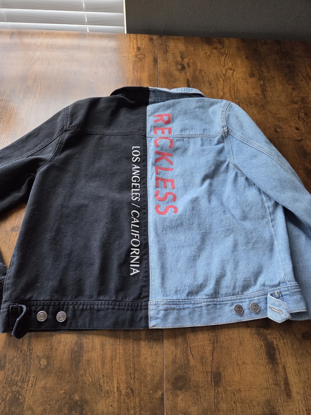 Two-Tone Blue and Black Denim Jacket - Men's Casual Trucker